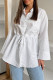 Casual Solid Color Lace Up Buttons Turndown Collar Tops