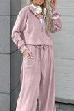 Casual Street Solid Color Pocket Lace Up Turndown Collar Long Sleeve Two Pieces