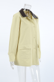 Casual Solid Color Pocket Buttons Turndown Collar Outerwear