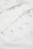 Elegant Solid Color Buttons Stringy Selvedge Turndown Collar Tops