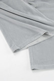 Casual Street Solid Color Pocket Lace Up Turndown Collar Long Sleeve Two Pieces
