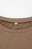 Casual Street Solid Color Lace Up Ruched O Neck Wrapped Skirt Dresses