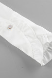 Elegant Solid Color Buttons Stringy Selvedge Turndown Collar Tops
