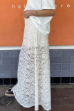 Sexy Solid Color Lace Loose High Waist Type A Solid Color Bottoms