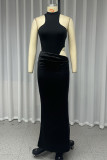 Sexy Solid Color Hollow Out Half A Turtleneck Sleeveless Two Pieces