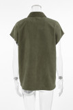 Casual Solid Color Buttons Turndown Collar Tops