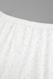 Sexy Solid Color Lace Loose High Waist Type A Solid Color Bottoms