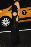 Sexy Solid Color Hollow Out Half A Turtleneck Sleeveless Two Pieces