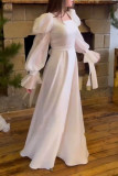 Elegant Solid Color Lace Up Square Neck Long Dresses