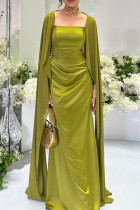Prom Solid Color Patchwork Square Neck Evening Dresses
