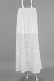 Sexy Solid Color Lace Loose High Waist Type A Solid Color Bottoms