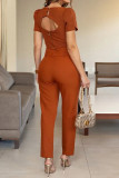 Casual Solid Color Zipper Square Neck Sleeveless Two Pieces