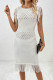 Casual Solid Color Hollow Out Tassel O Neck Sweater Dress Dresses