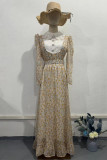 Elegant Flowers Lace Turndown Collar Cake Skirt Dresses