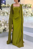 Prom Solid Color Patchwork Square Neck Evening Dresses