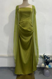 Prom Solid Color Patchwork Square Neck Evening Dresses