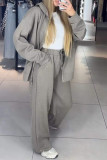 Casual Sportswear Solid Color Pocket Sequined Hot Drill Zipper Hooded Long Sleeve Two Pieces