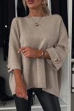 Casual Solid Color Buttons O Neck Tops