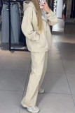 Casual Sportswear Solid Color Pocket Sequined Hot Drill Zipper Hooded Long Sleeve Two Pieces
