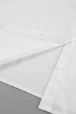 Casual Solid Color Pocket Buttons Turndown Collar Tops
