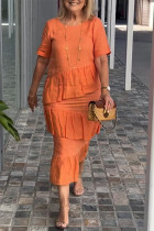 Casual Solid Color Stringy Selvedge O Neck A Line Dresses