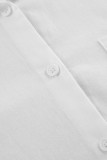 Casual Solid Color Pocket Buttons Turndown Collar Tops