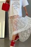Sexy Solid Color Lace Loose High Waist Solid Color Bottoms
