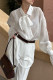 Sexy Solid Color Lace Up See-Through Turndown Collar Tops