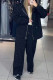 Casual Sportswear Solid Color Pocket Sequined Hot Drill Zipper Hooded Long Sleeve Two Pieces