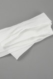 Sexy Solid Color Lace Up See-Through Turndown Collar Tops