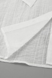 Sexy Solid Color Lace Up See-Through Turndown Collar Tops
