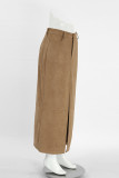 Casual Solid Color Pocket Slit Loose High Waist Straight Solid Color Bottoms