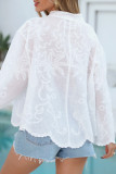 Casual Solid Color Jacquard Embroidered Buttons Swimwears Cover Up
