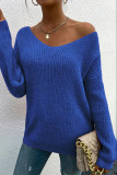 Sexy Solid Color Lace Backless V Neck Tops