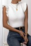 Casual Solid Color Ruffle O Neck Tops