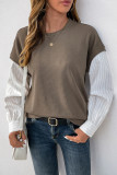 Street Stripe Patchwork O Neck Tops