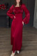 Celebrities Elegant Solid Color Ruched Square Neck Long Dresses