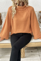 Daily Solid Color Weave Turtleneck Tops