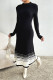 Elegant Stripe Weave Contrast O Neck Sweater Dress Dresses