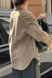Casual Solid Color Buttons Turndown Collar Tops