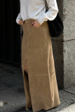 Casual Solid Color Pocket Slit Loose High Waist Straight Solid Color Bottoms