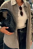 Casual Solid Color Buttons Turndown Collar Tops