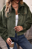 Casual Solid Color Buttons Texture Fluffy Turndown Collar Outerwear