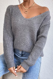 Sexy Solid Color Lace Backless V Neck Tops