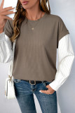 Street Stripe Patchwork O Neck Tops