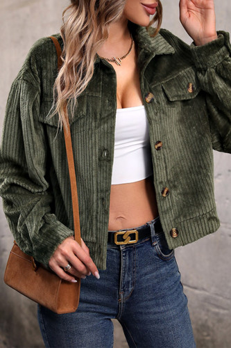 Casual Solid Color Buttons Texture Fluffy Turndown Collar Outerwear