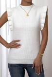 Casual Solid Color Ruffle O Neck Tops