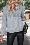 Casual Letter Print Buttons Texture Mandarin Collar Tops