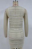 Sexy Solid Color Hollow Out Lace Up V Neck Sleeveless Two Pieces