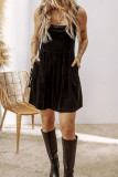 Casual Solid Color Velvet U Neck Sling Dresses
